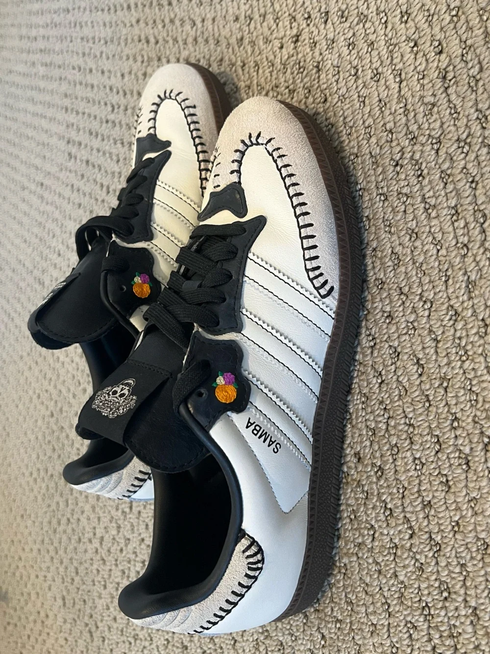 Adidas White & Black Samba Día De Los Muertos Sneakers